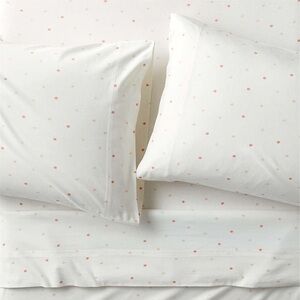 Crate&Barrel White and Pink Dot Bedding Set
